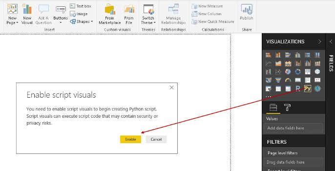 Enable Python visuals in Power BI