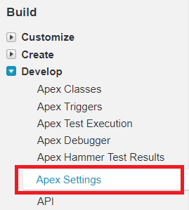 Apex settings 