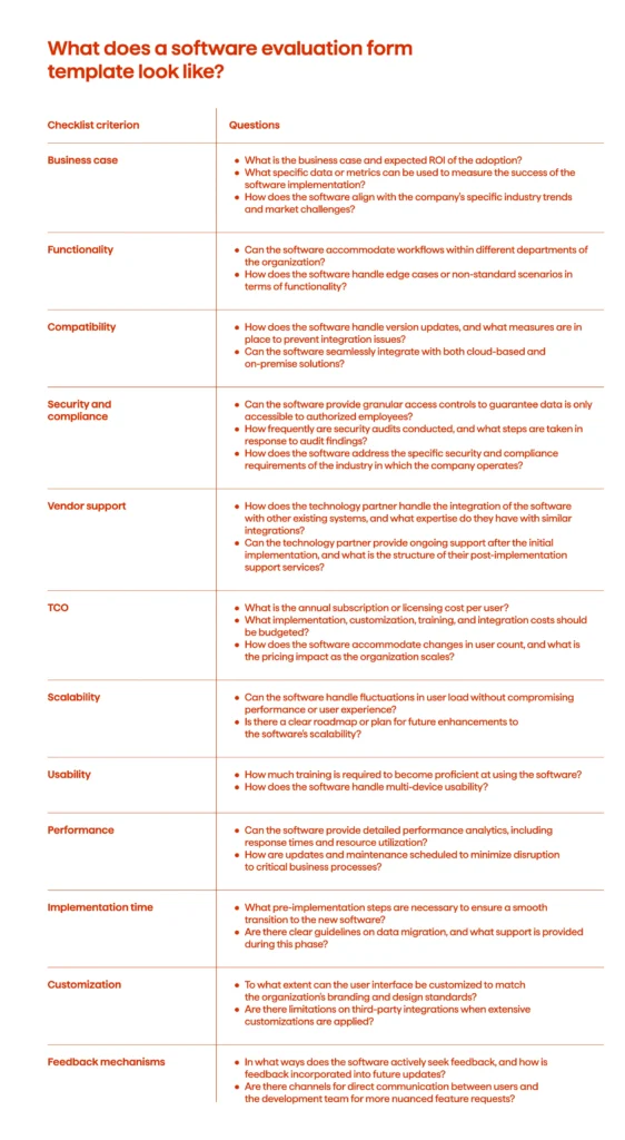 Ensuring Excellence: A Comprehensive Software Evaluation Checklist 3 Software evaluation form template