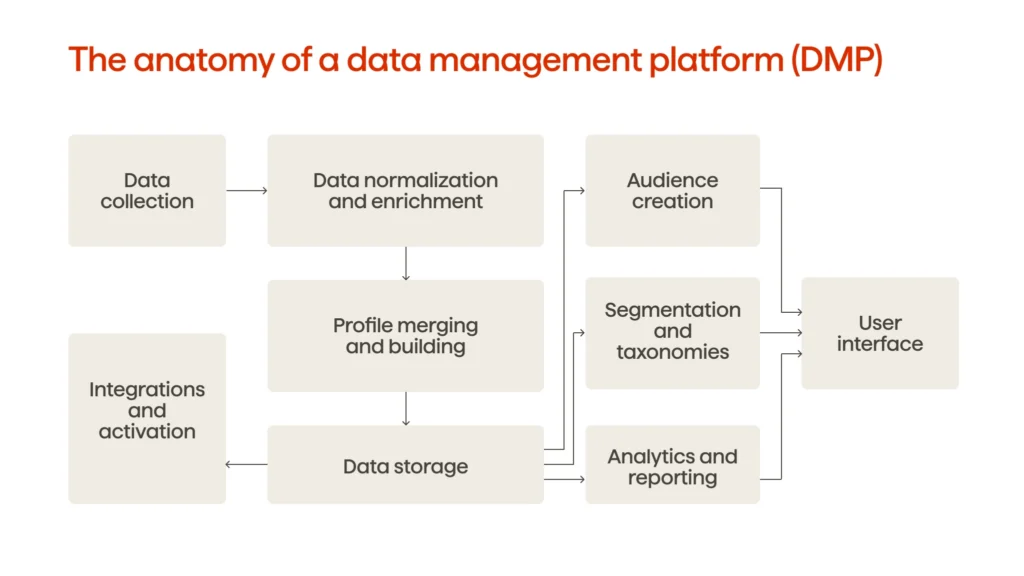 Graphic showing the components and features of a DMP