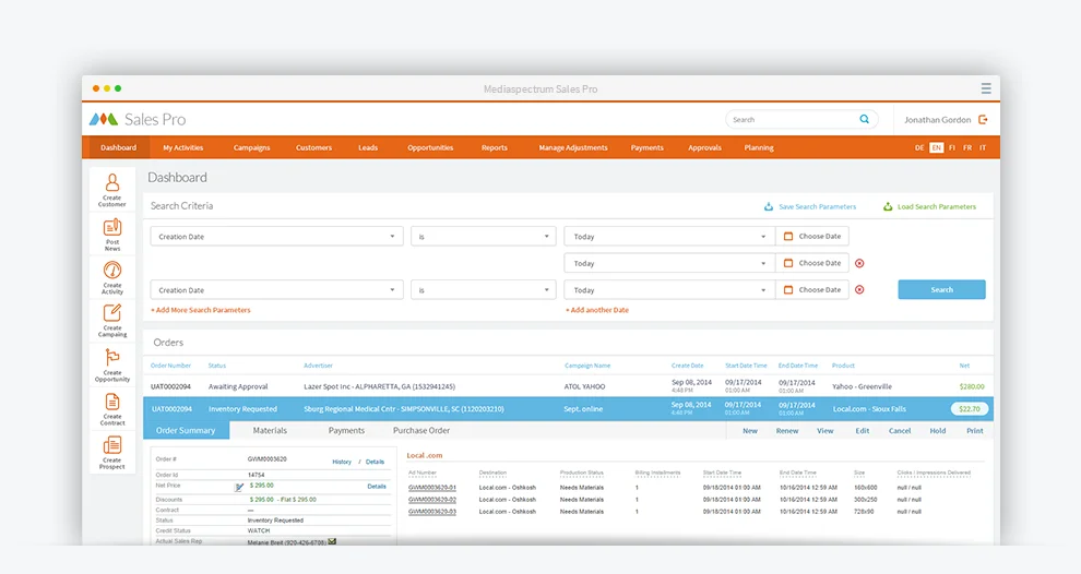 An example of OMS (order management system) for adtech and martech